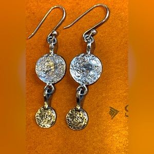 Silpada Vintage Handcrafted Hammered Sterling Silver dangle disc earrings